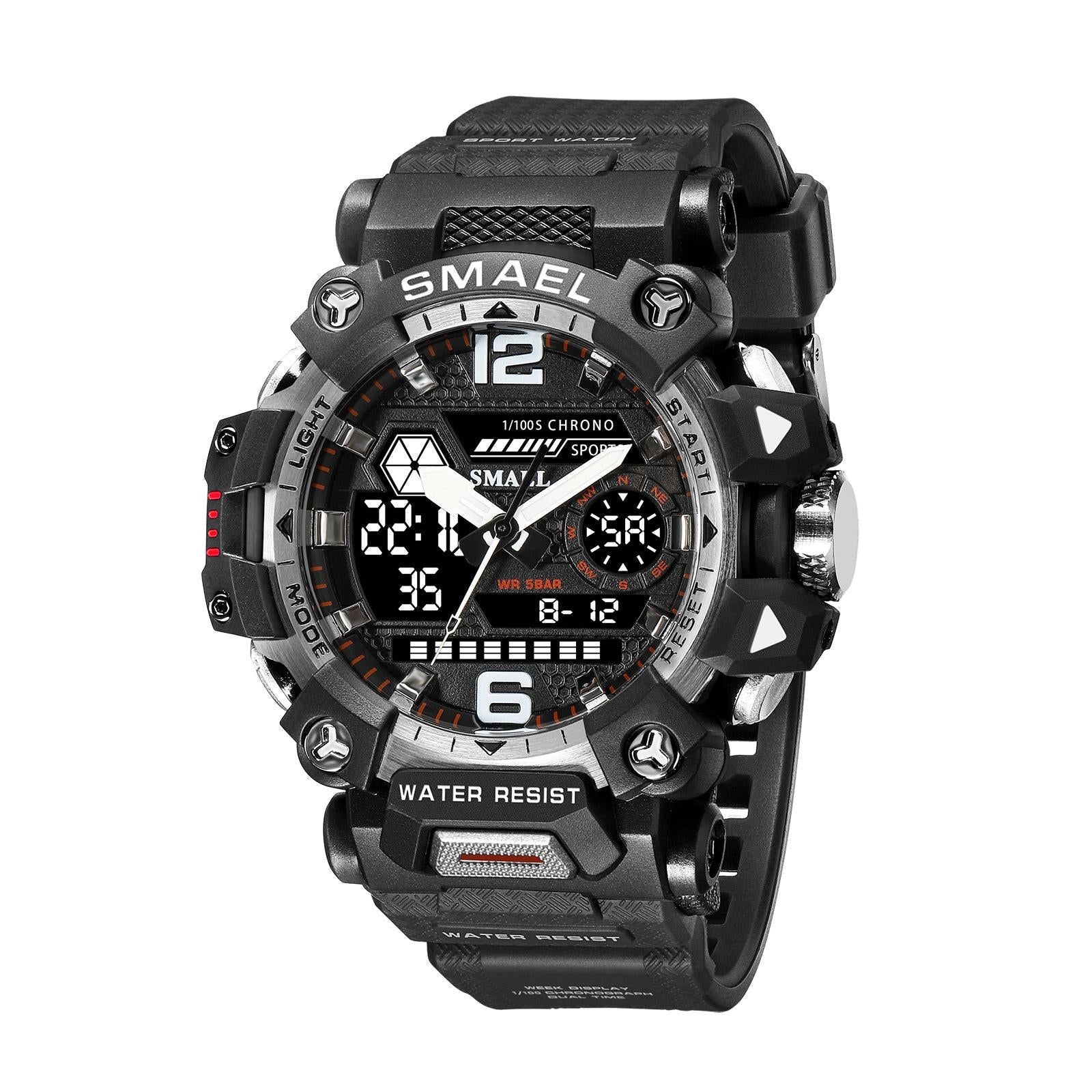 V562-E1016433060DBT-202508281921-00 Waterproof Dual Display Outdoor Watch - Multifunctional Alloy for Men - Black White - Image 1
