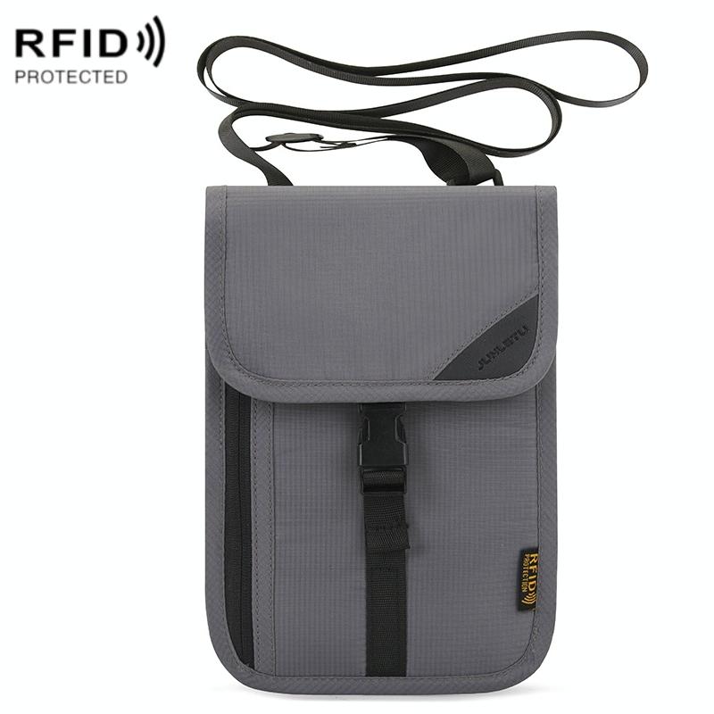 V562-E1052913950DBT-202508290130-00 Neck Strap Rfid Passport Bag for Travel - Gray - Image 1