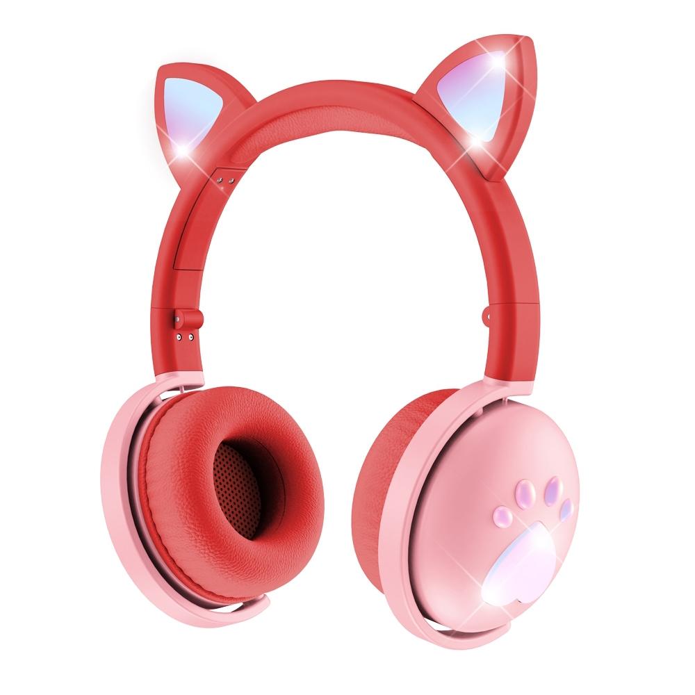 V562-E105936100AYS-202508292126-00 7.1 Surround Sound Cat Ear Gaming Headset With Mic - Red - Image 1