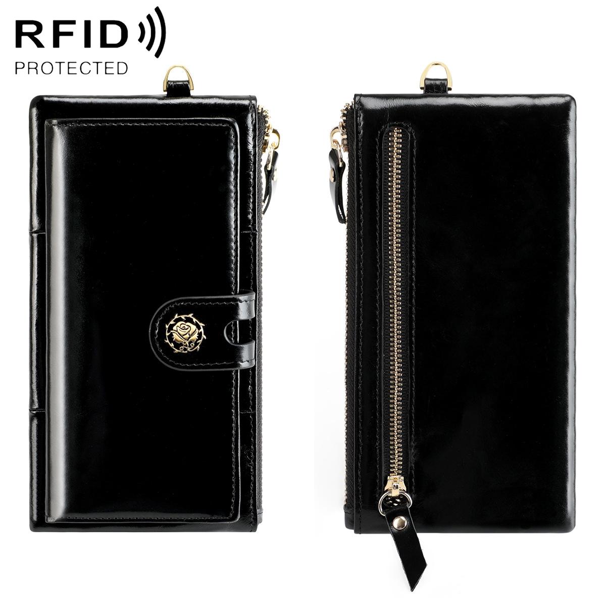V562-E106788200ADE-202508281836-00 Women Vintage Leather Rfid Wallet - Black - Image 1