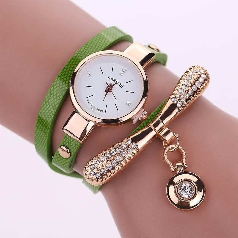 V562-F105841250DBT-202508282025-00 Stylish Leather Band Watch for Women - Casual Design - Green - Image 1