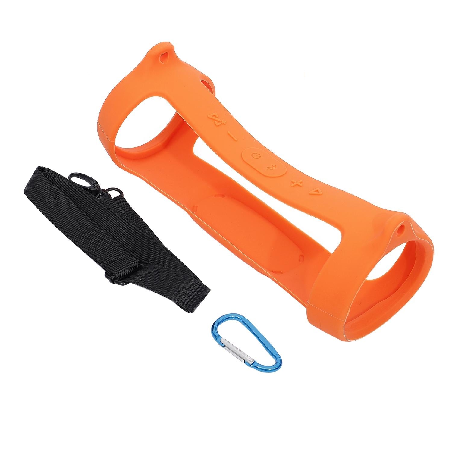 V562-F1069413850DBT-202508280707-00 Jbl Charge 4 Speaker Cover with Strap & Carabiner - Portable Silicone Protection - Orange - Image 1