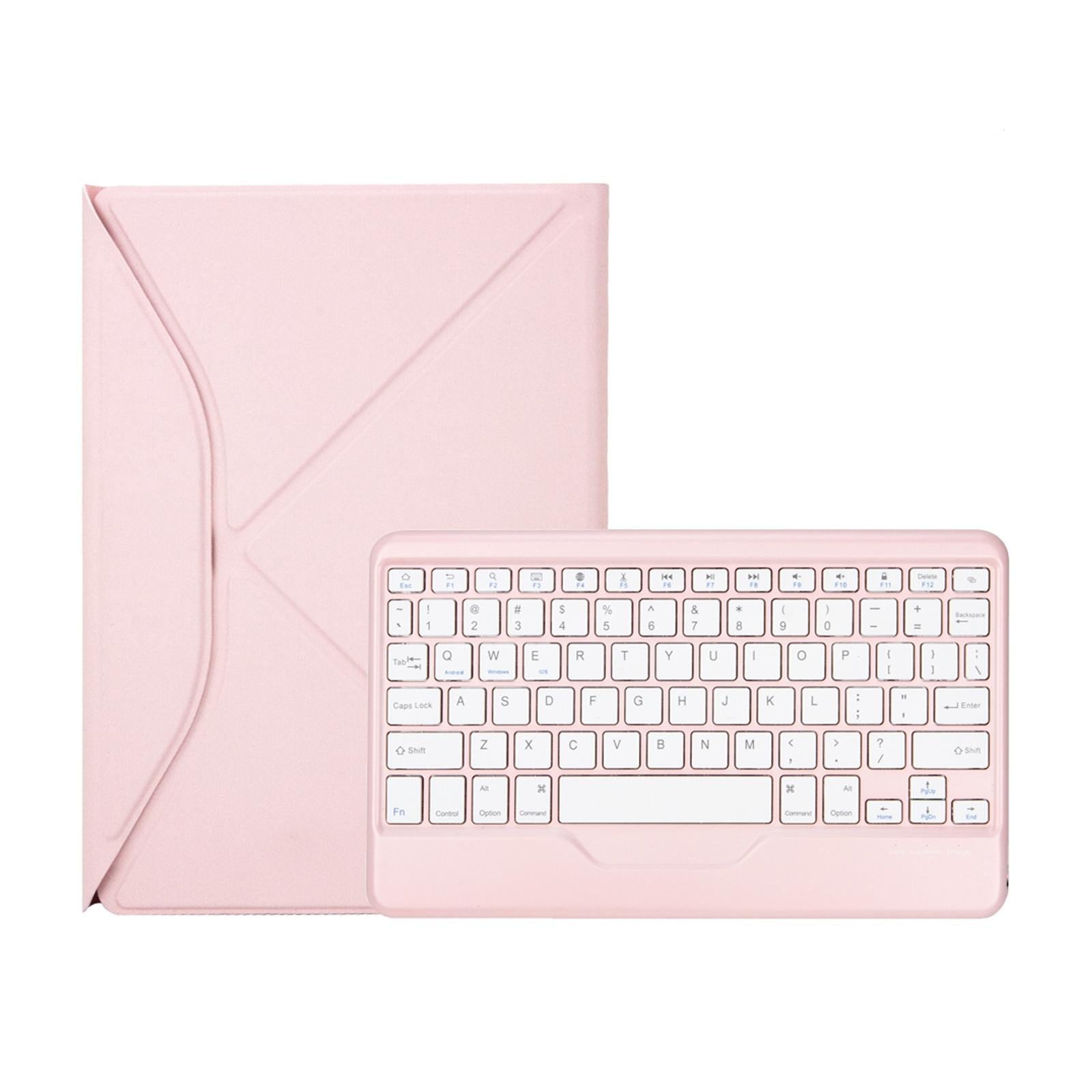 V562-F4830ORPI-202508290236-00 Bluetooth Keyboard Leather Tablet Case With Pen Slot - Pink - Image 1