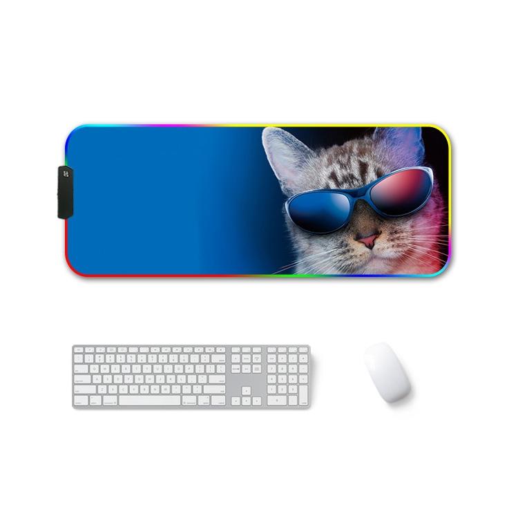 V562-F6018412750DBT-202508291445-00 Rgb Non Slip Mouse Pad With Thermal Transfer - Glasses Cat - Image 1