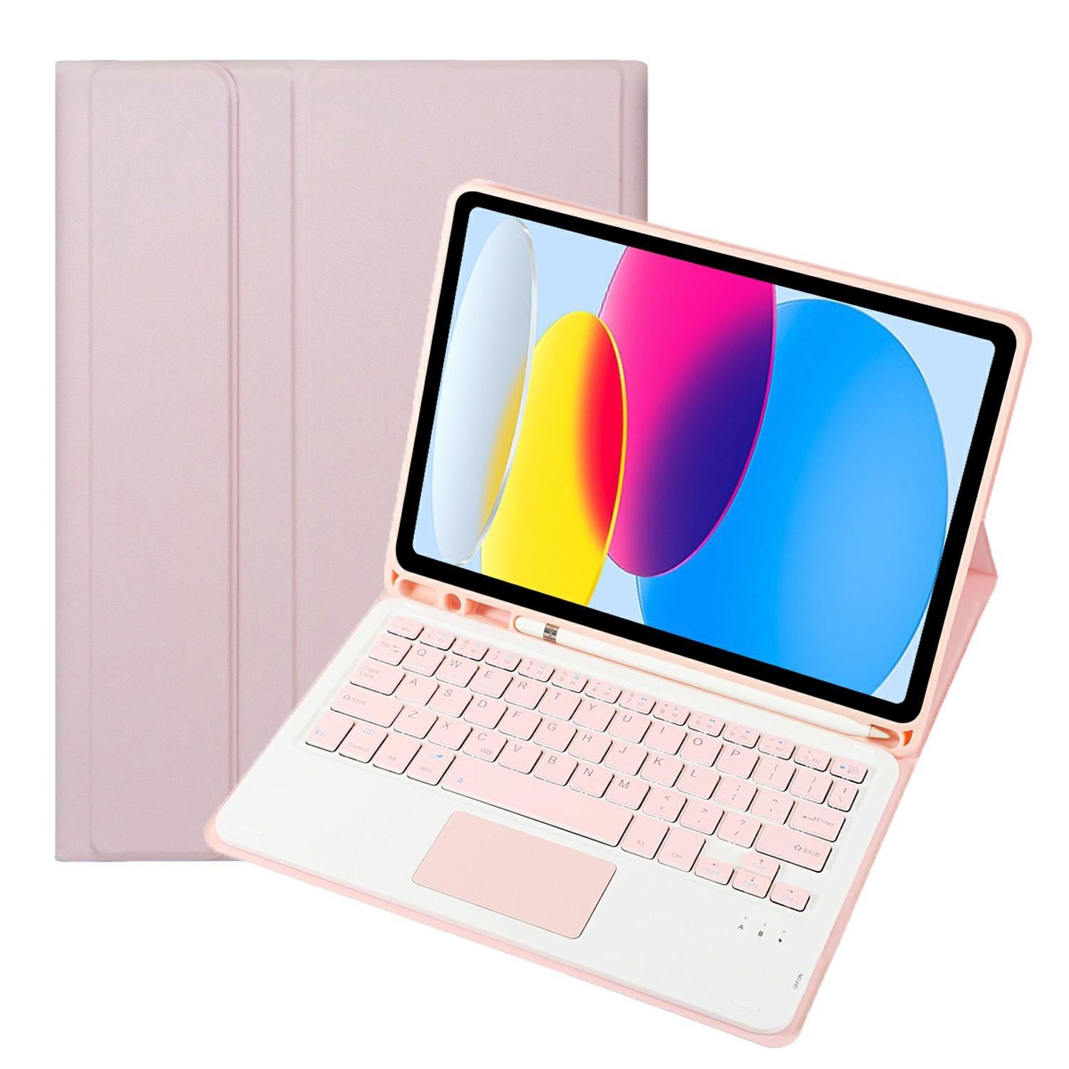 V562-F7837SAS-202508290726-00 2022 Ipad 10.9 Lambskin Bluetooth Keyboard Case With Pen Slot - Pink - Image 1