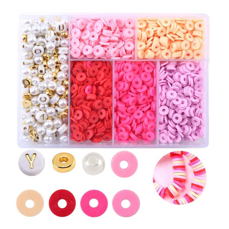 V562-G1003652060DBT-202508290721-00 6 Piece Soft Pottery Beading Set For Diy Bracelets & Necklaces - Pink - Image 1