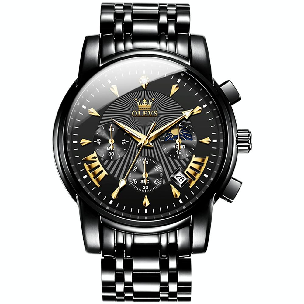 V562-G105142500ADE-202508280654-00 Waterproof Men Quartz Watch - Multifunctional Business Design - Black - Image 1