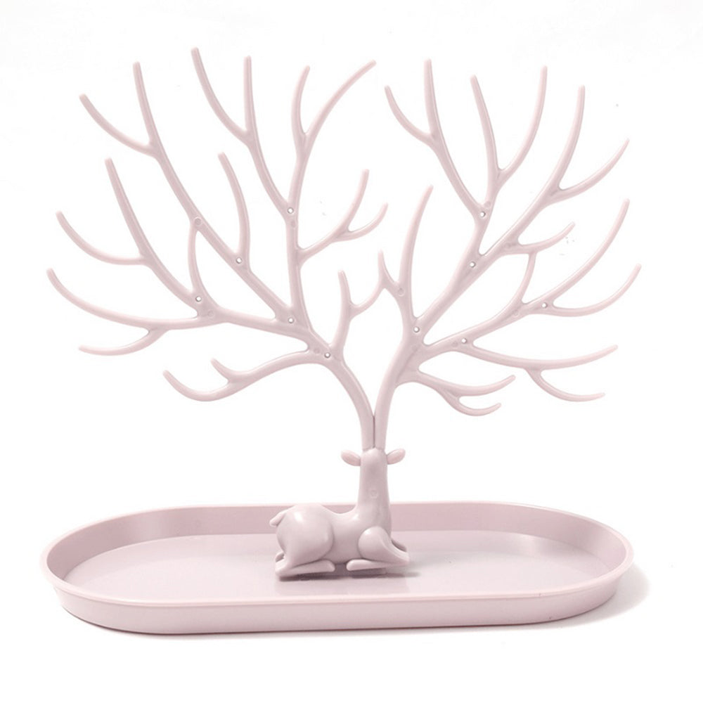V562-GU23-JA266PINK-202508292040-00 Vibe Geeks Antlers Tree Tower Jewelry Display Stand for Ring Earrings Necklace Bracelet - Pink Basic Model - Image 1