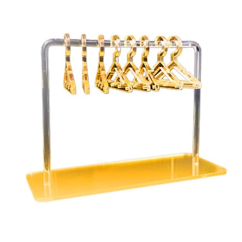 V562-GU23-JI079GOLD-202508291410-00 Vibe Geeks Acrylic Earring Hanging Display Rack Stand with Mini Coat Hangers - Gold - Image 1