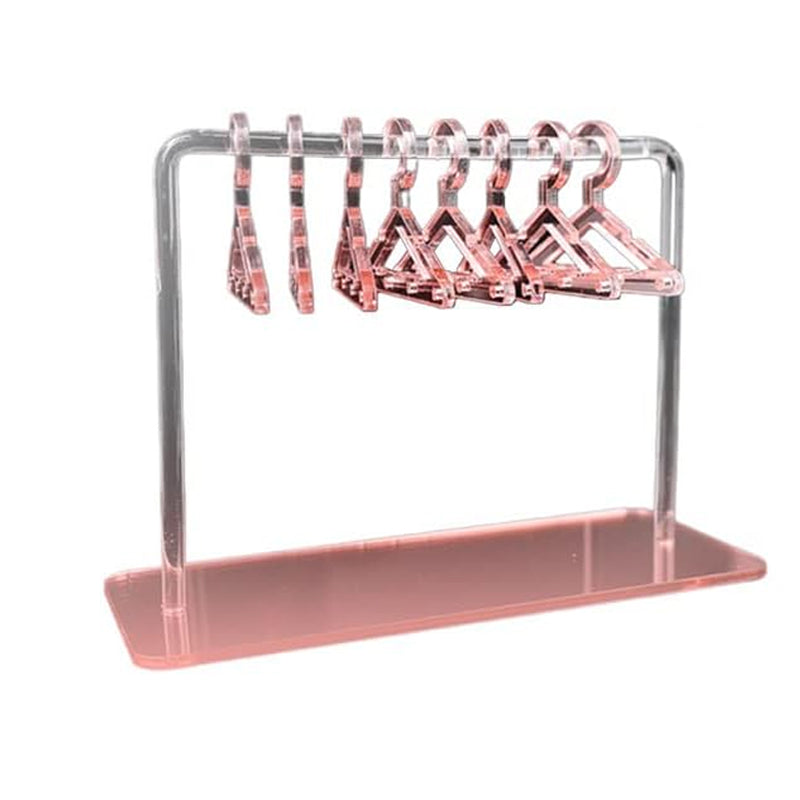 V562-GU23-JI079PINK-202508291411-00 Vibe Geeks Acrylic Earring Hanging Display Rack Stand with Mini Coat Hangers - Pink - Image 1