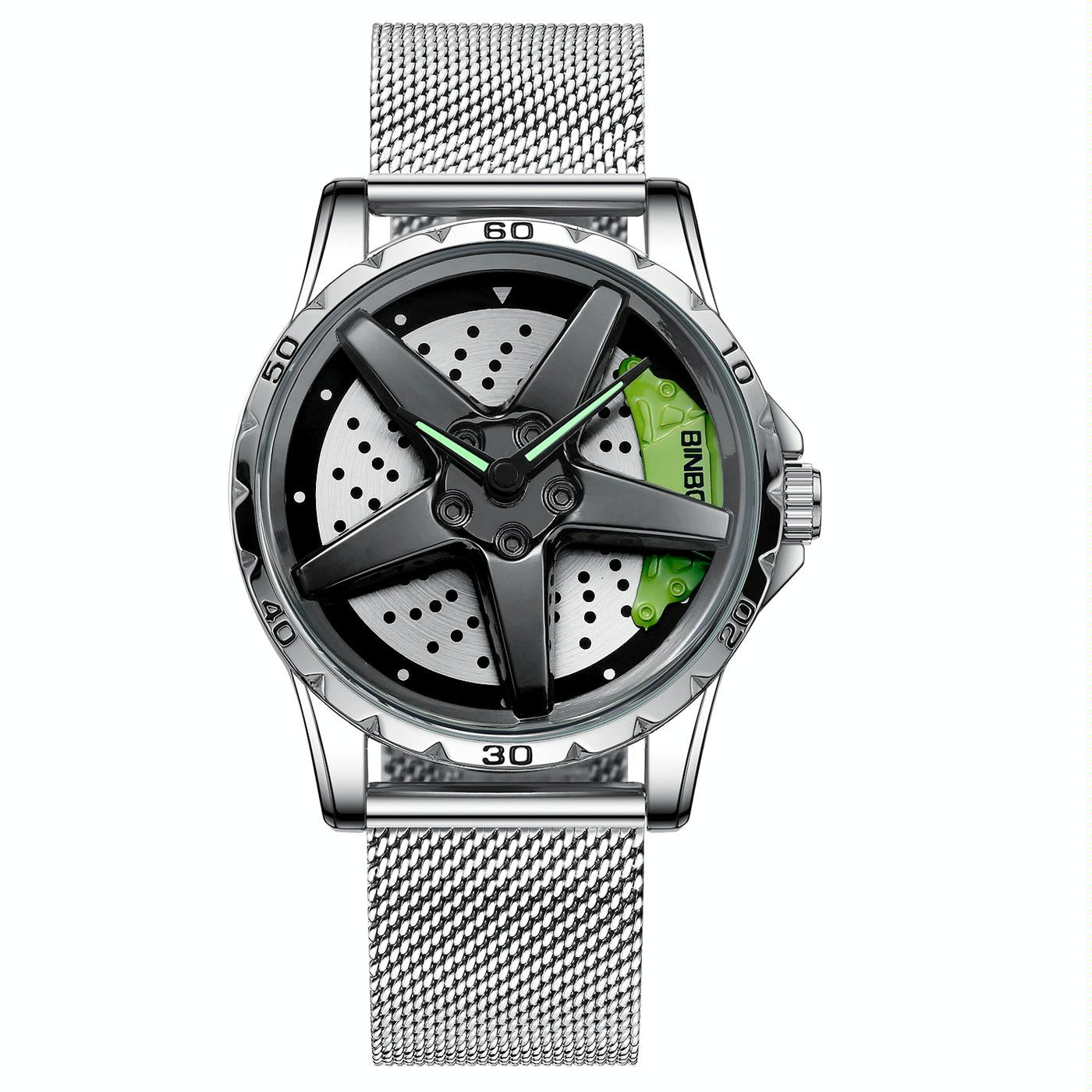 V562-H1038843060DBT-202508281946-00 Waterproof Multifunctional Men Watch with Durable Dial - White Net-White-Green - Image 1