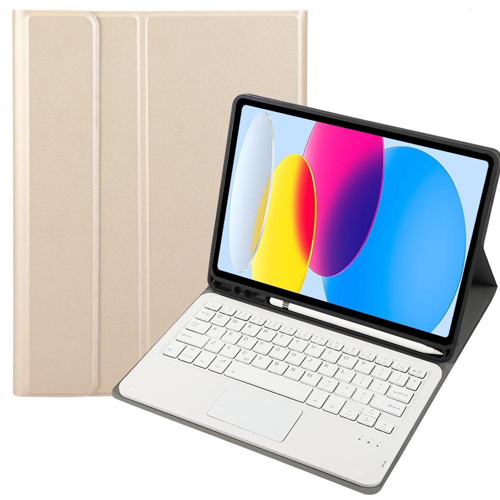V562-J7837SAS-202508290730-00 2022 Ipad 10.9 Lambskin Bluetooth Keyboard Case With Pen Slot - Gold - Image 1
