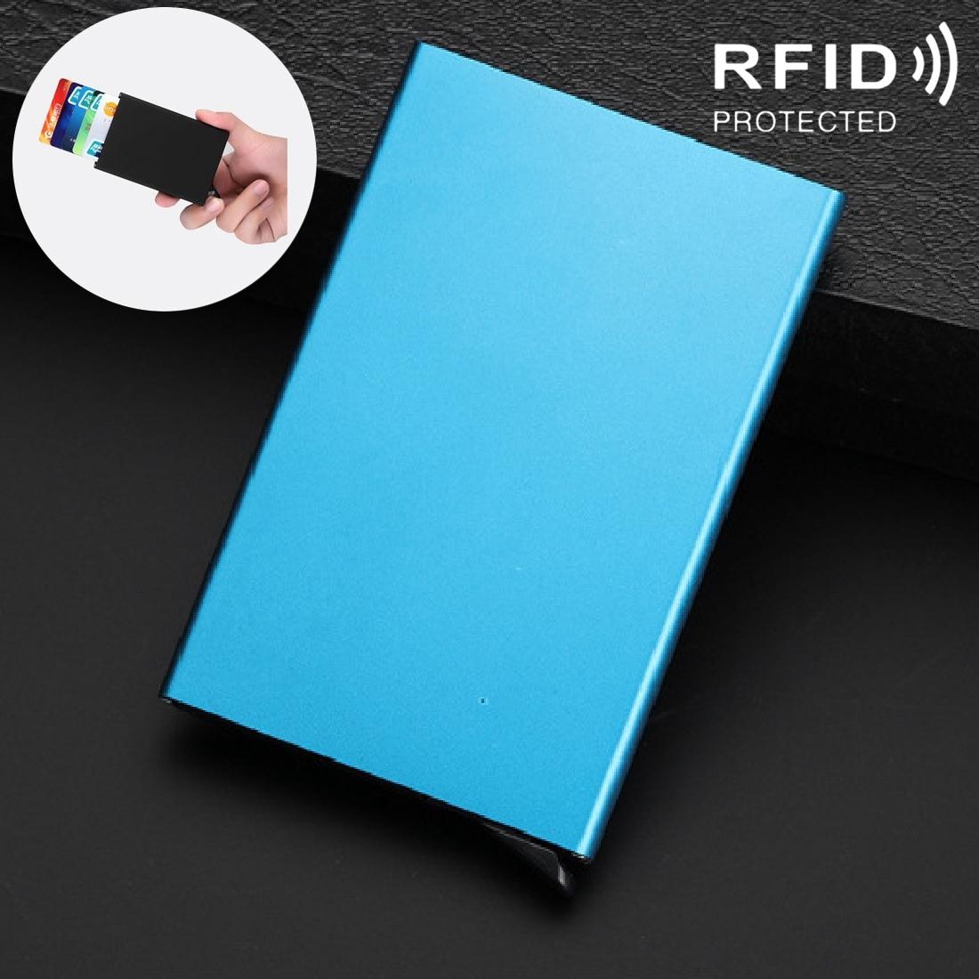V562-L1816CH-202508290840-00 Stainless Steel Pu Business Card Holder Antimagnetic 10X6.2X0.8Cm - Blue - Image 1