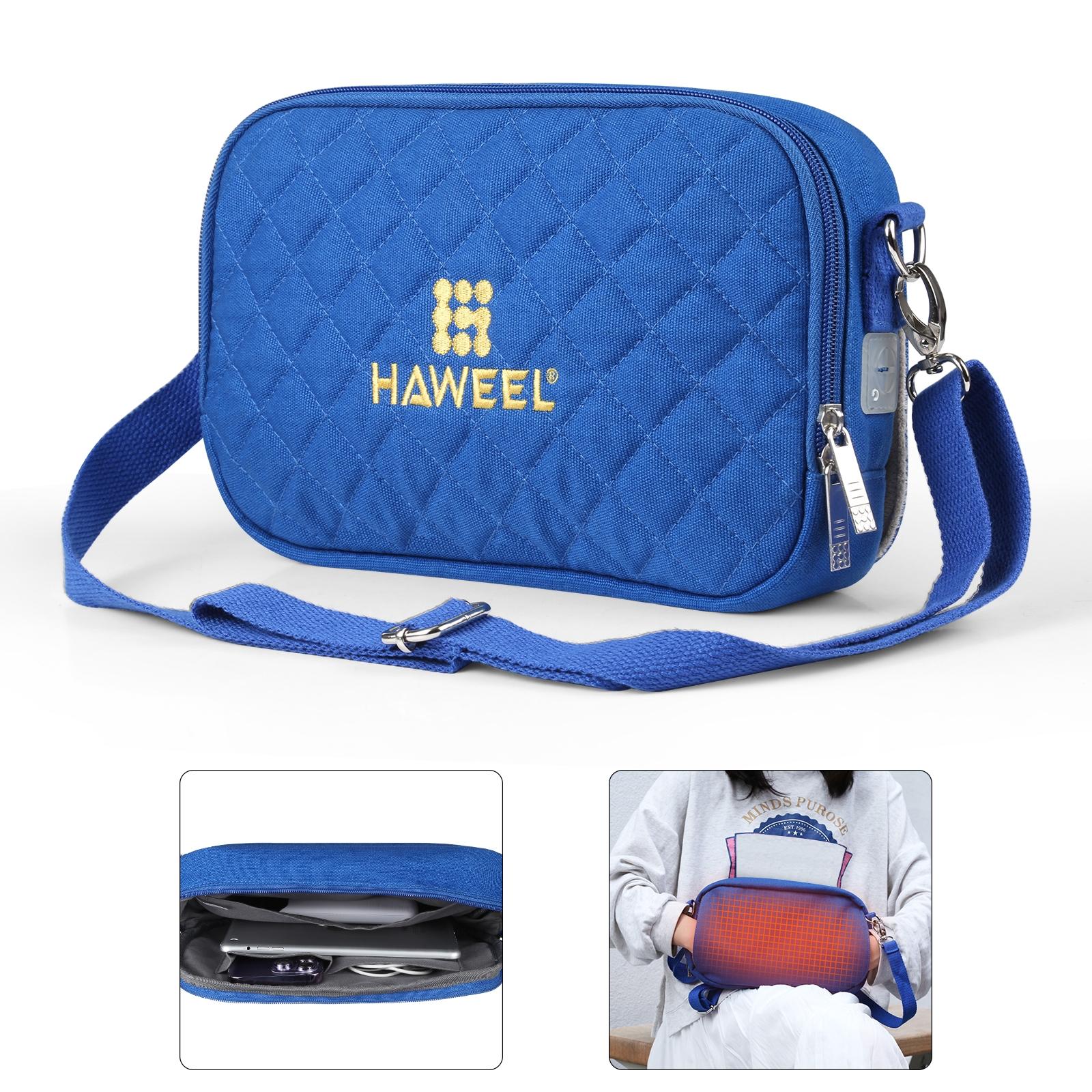 V562-L3312LWH-202508291125-00 Small Messenger Bag With Tablet And Phone Warmer - Blue - Image 1