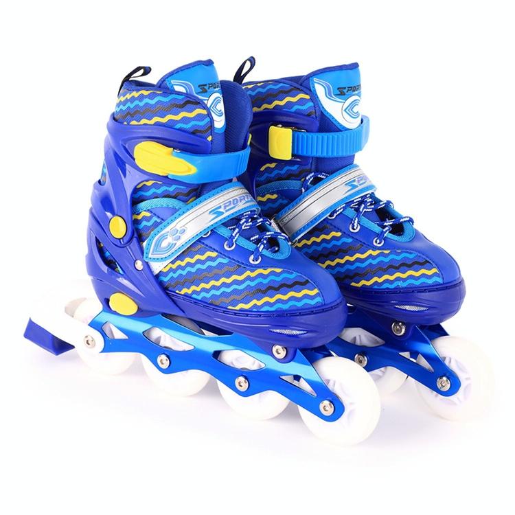 V562-L8161GO-202508280725-00 Kids' Full-flash Roller Skates - White Size m - Blue - Image 1