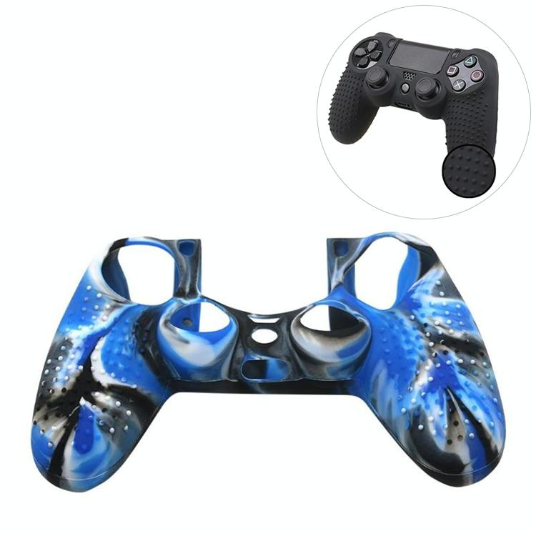 V562-LB1251TN-202508280552-00 Silicone Protective Case for Sony Ps4 - Non-slip - Black Blue - Image 1