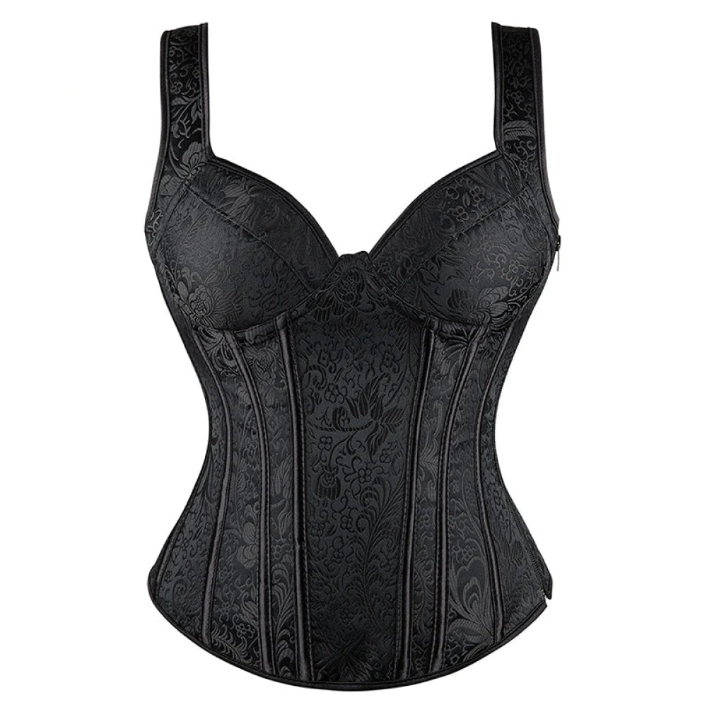V562-OBBPBBAAILXNTOXL-15-202508291640-00 Adjustable Plus Size Steampunk Gothic Corset With G String S To 6Xl - Black - M - Image 1