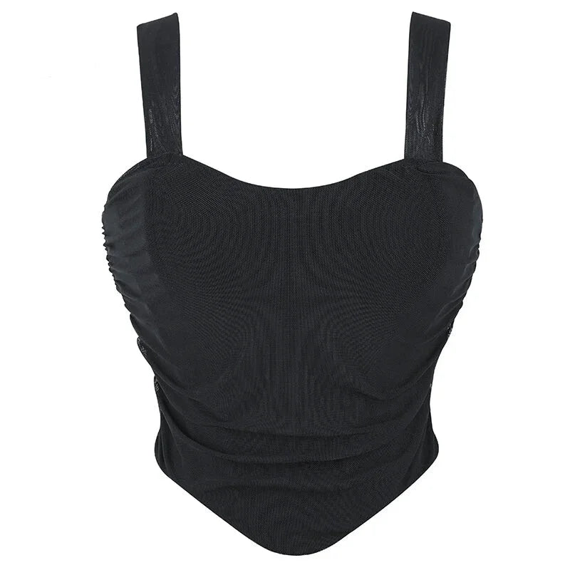 V562-OBBPBBLOIIXOXITA-1-202508291940-00 Mesh Bustier Strapless Shapewear With Lace-Up Ruched Hem - S - Image 1