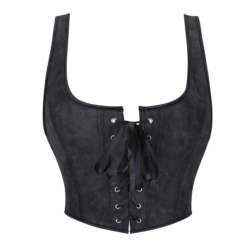 V562-OBBPBBNPATAAPPPX-2-202508291430-00 Black Gothic Slimming Vest Corset With Butterfly Detail Backless Boned And Lace-Up For Steampunk Style - S - Image 1