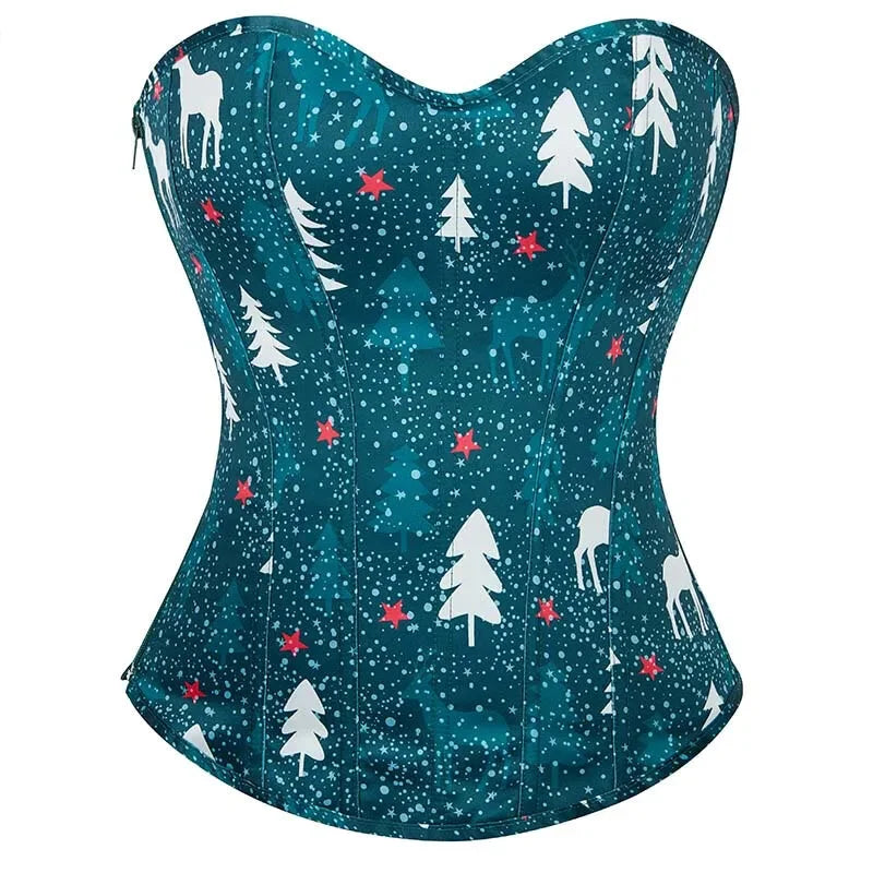 V562-OBBPBBNPKILLOLTN-5-202508291835-00 Green Lace-Up Corset Top Fish Bone Support Plus Size Xs-Xl Zip & Lace Closure - Xs - Image 1