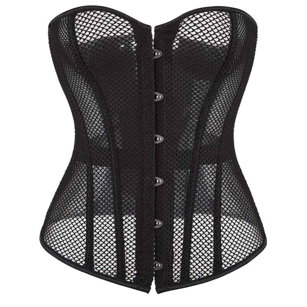 V562-OBBPBBNTNINOBKXN-7-202508291720-00 Fish Bone Gothic Mesh Net Patchwork Satin Overbust Corset Plus Size Xs-6Xl - Xxxl - Image 1