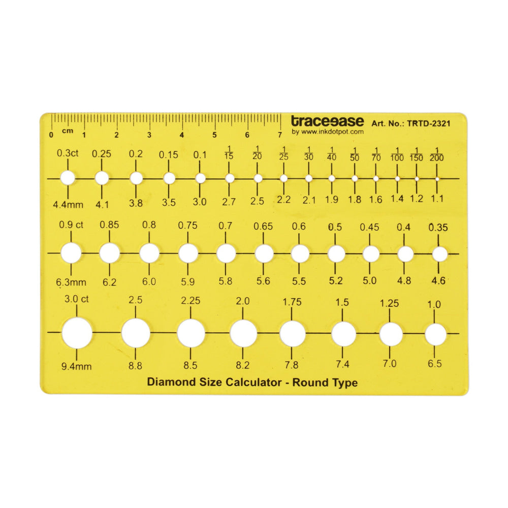 V562-PL-KOXXXP-JWL-TRTD-XTXOA-202508272030-00 Diamond Size Calculator Round Shape Jewellery Templates Drafting Tools Jewellery Designing Stencils - Image 1