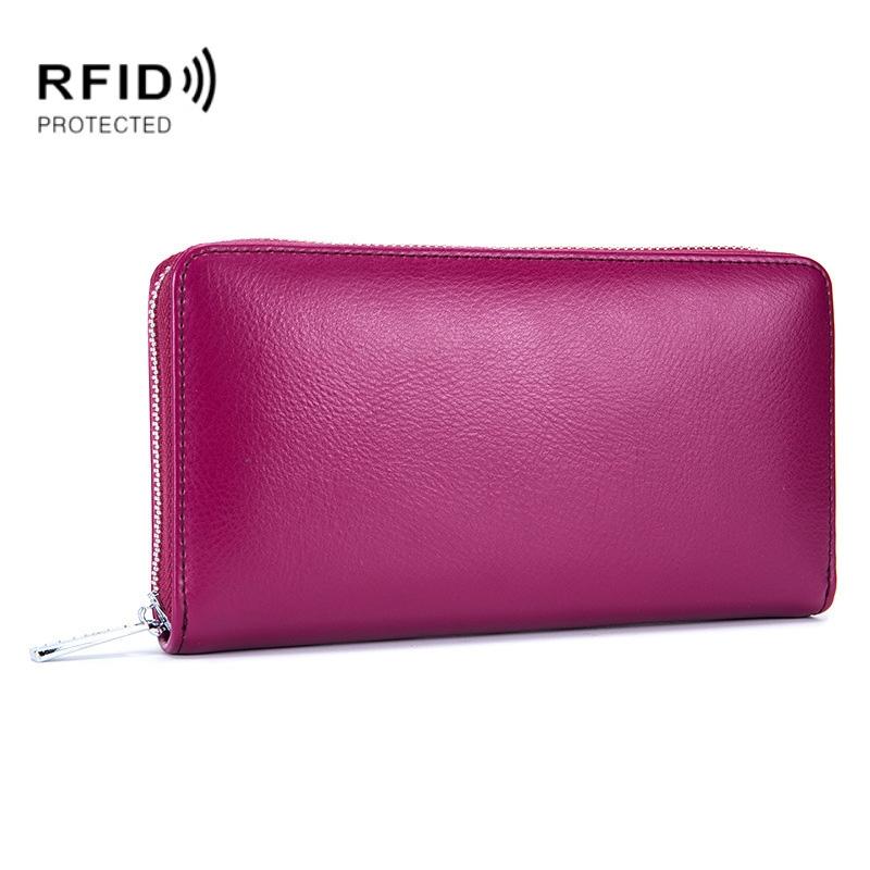 V562-PR8120BCC-202508290040-00 Leather Rfid Card Holder Wallet - Blocking - Red Purple - Image 1