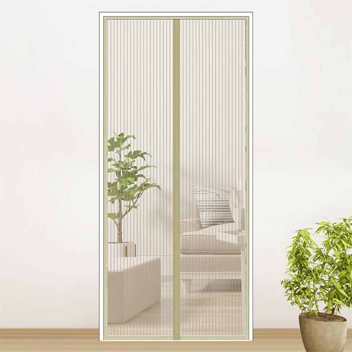 V562-Q3172CH-202508281342-00 190x100cm Magnetic Mosquito-proof Screen Door Curtain - Magic Mesh - Beige - Image 1