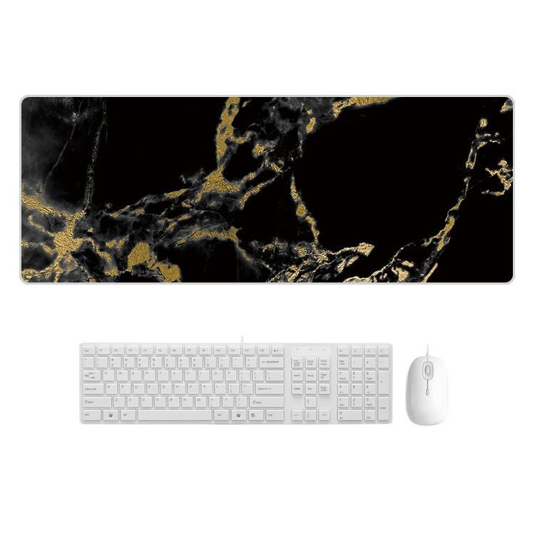 V562-Q7067322750DBT-202508290930-00 Sturdy Marbled Rubber Mouse Pad - Black Gold Marble - Image 1