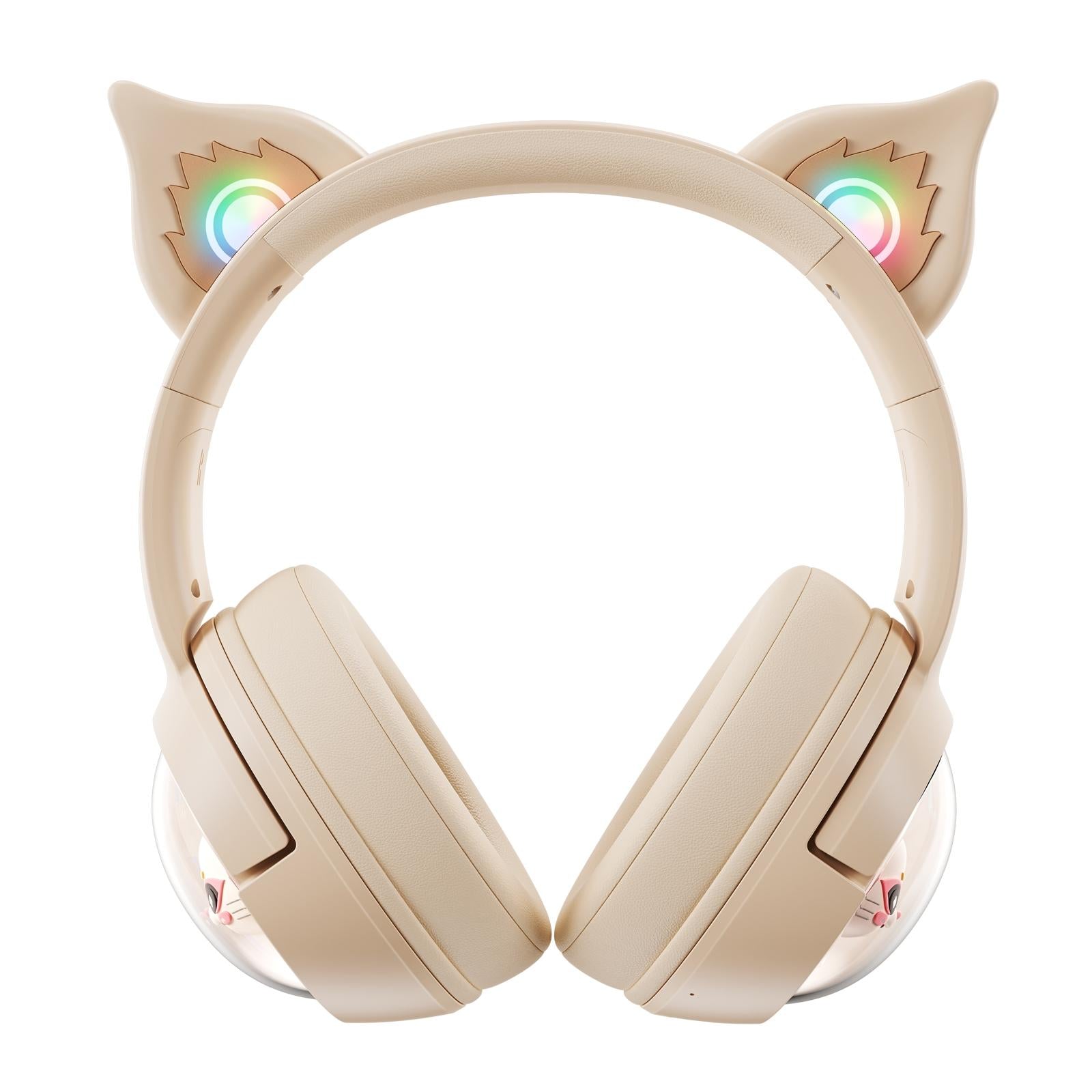 V562-Q8489CP-202508292245-00 Wireless Cat Ear Bluetooth Headset Usb-C - Beige - Image 1