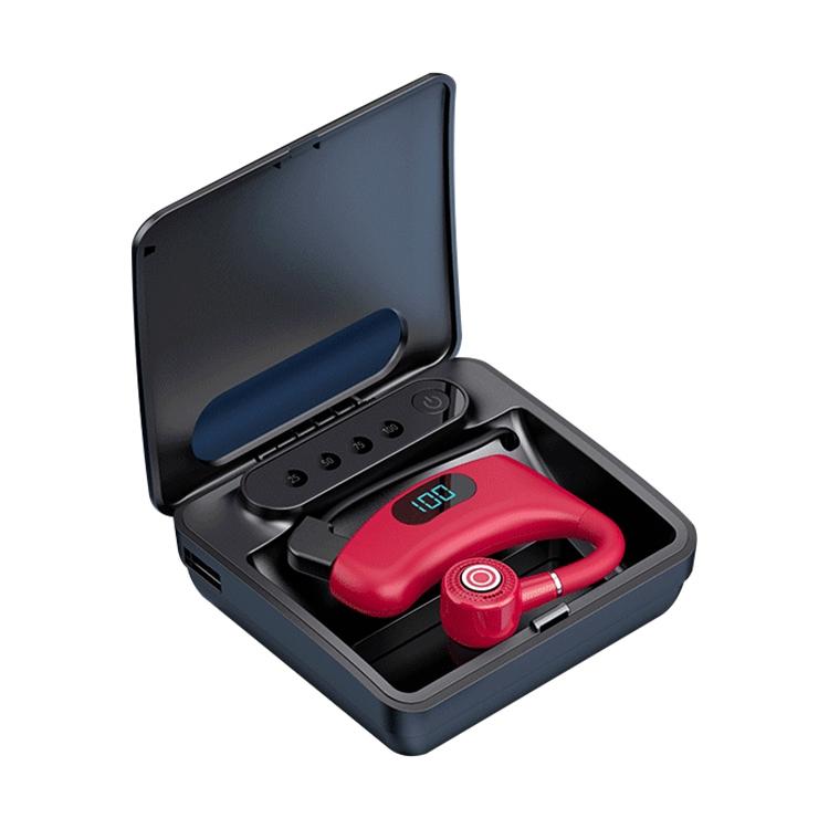 V562-R3580D6PI-202508280641-00 V12 Business Wireless Bluetooth 5.0 Earphone with Charging Box - Hanging Ear Style - Red - Image 1