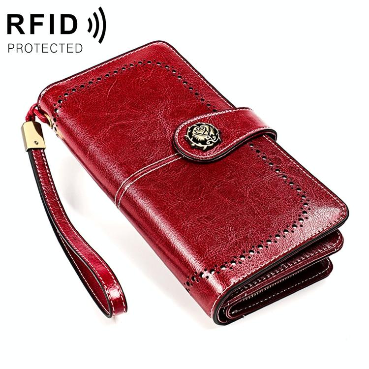 V562-R9022BCC-202508281026-00 3556 Large Capacity Long Multi-function Anti-magnetic Rfid Wallet Clutch for Women with Card Slots - Red - Image 1