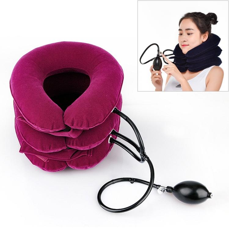 V562-RR6840CH-202508292325-00 Full Cashmere Cervical Traction Instrument Neck Massage & Support - Rose Red - Image 1