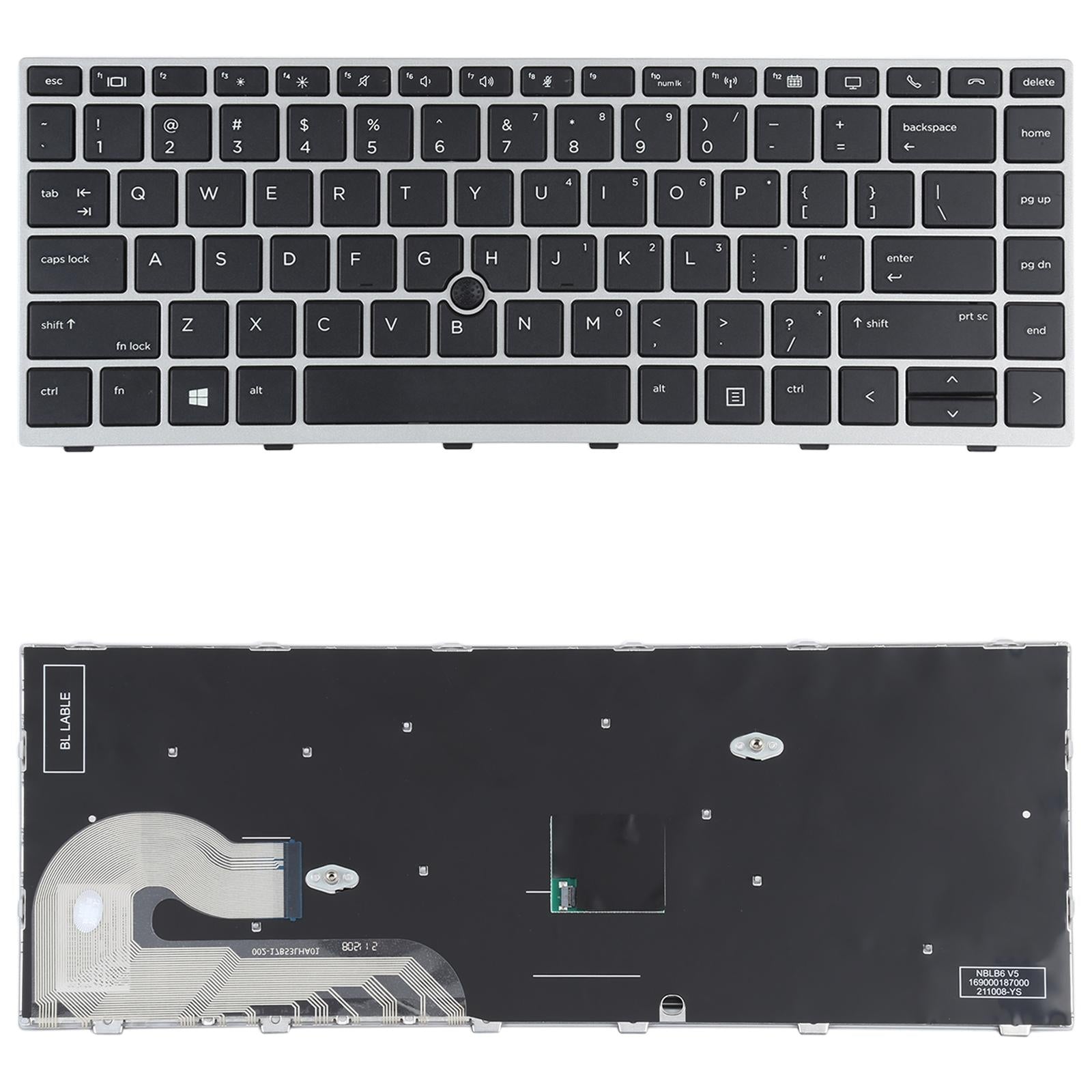 V562-S4570CBM-202508271632-00 Silver Keyboard with Pointing Stick for Hp Elitebook G5 Series - Image 1