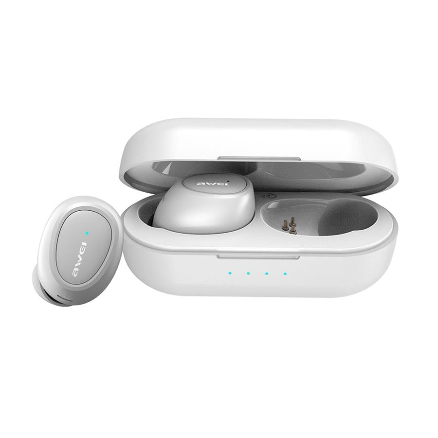 V562-W4555SXPI-202508281421-00 Wireless T16 Tws Bluetooth V5.0 Sports Headset with Charging Case - White - Image 1
