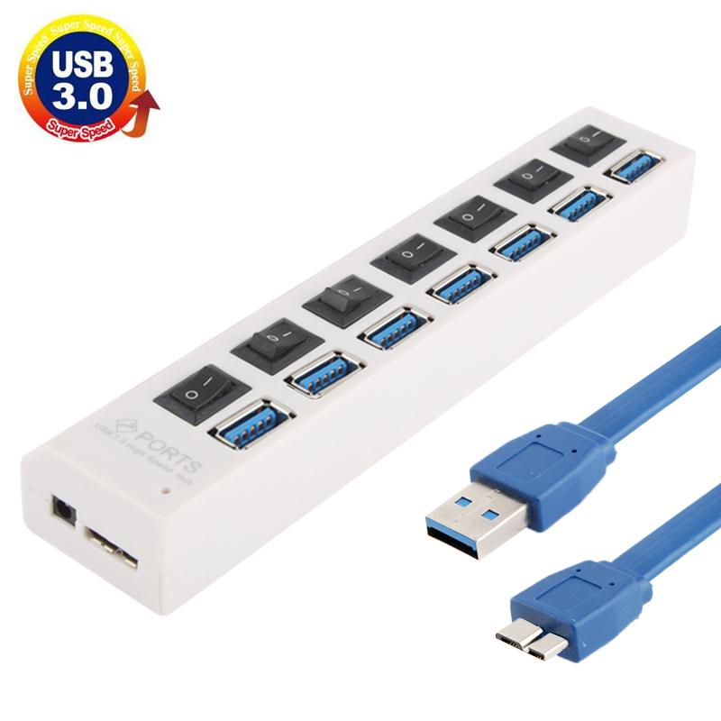 V562-W7103-HU-S-202508292208-00 7-Port Usb 3.0 Hub 5Gbps Plug & Play 1Tb Support - White - Image 1