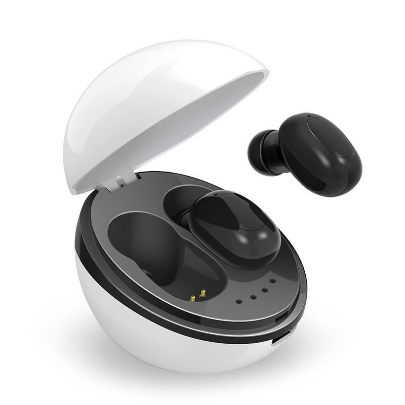 V562-WB0105SXPI-202508281520-00 Wireless Bluetooth Earphones - Space Capsule Shape with Magnetic Charging Box & Lanyard - Black White - Image 1