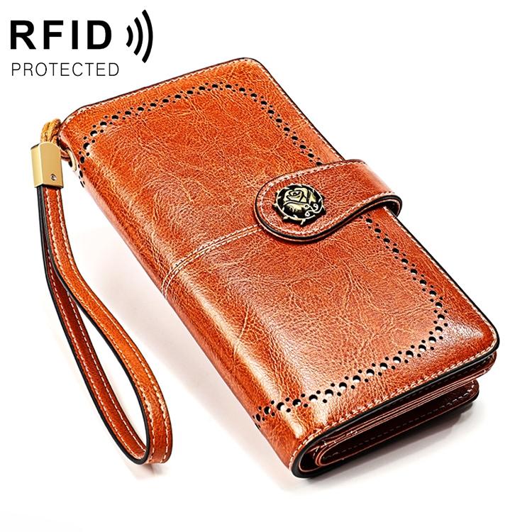 V562-Z9022BCC-202508281030-00 3556 Large Capacity Long Multi-function Anti-magnetic Rfid Wallet Clutch for Women with Card Slots - Brown - Image 1