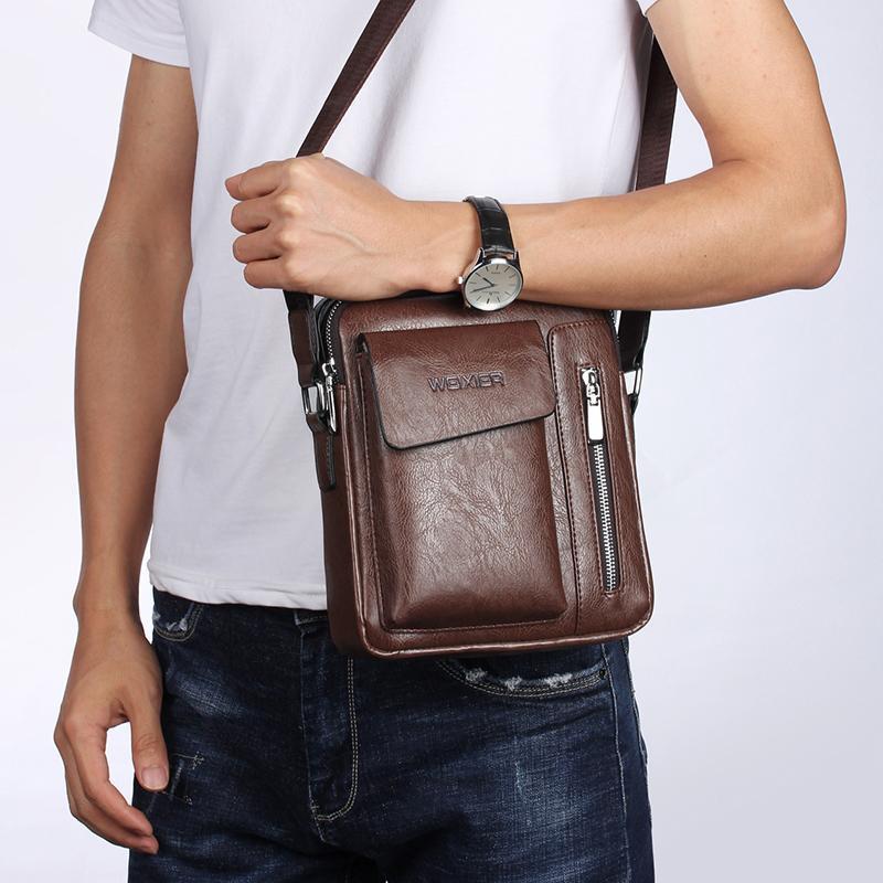 V562-ZS7762CH-202508290115-00 Men Universal Shoulder Messenger Bag Fashionable And Functional L 24Cm X 20Cm X 6Cm - Dark Brown - Image 1