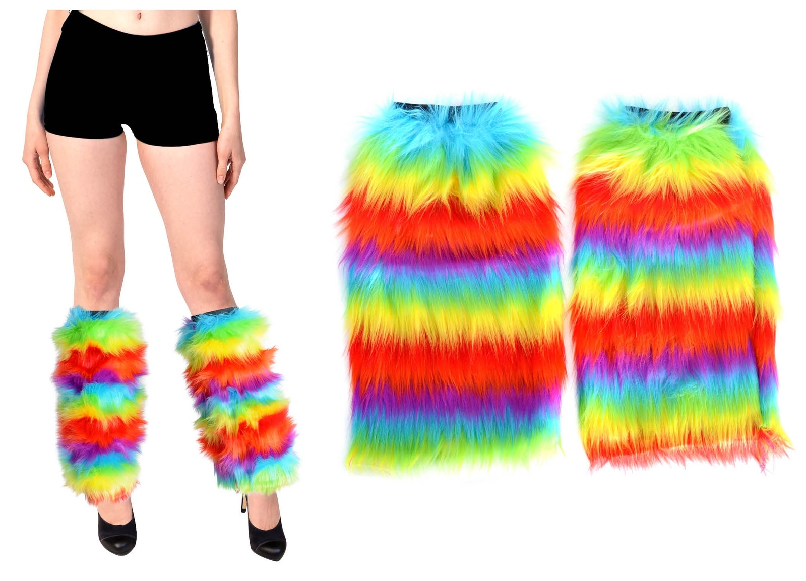 V563-15179-202508190820-00 1 Pair Fluffy Leg Warmers Rainbow Gay Pride LGBTQ - Image 1