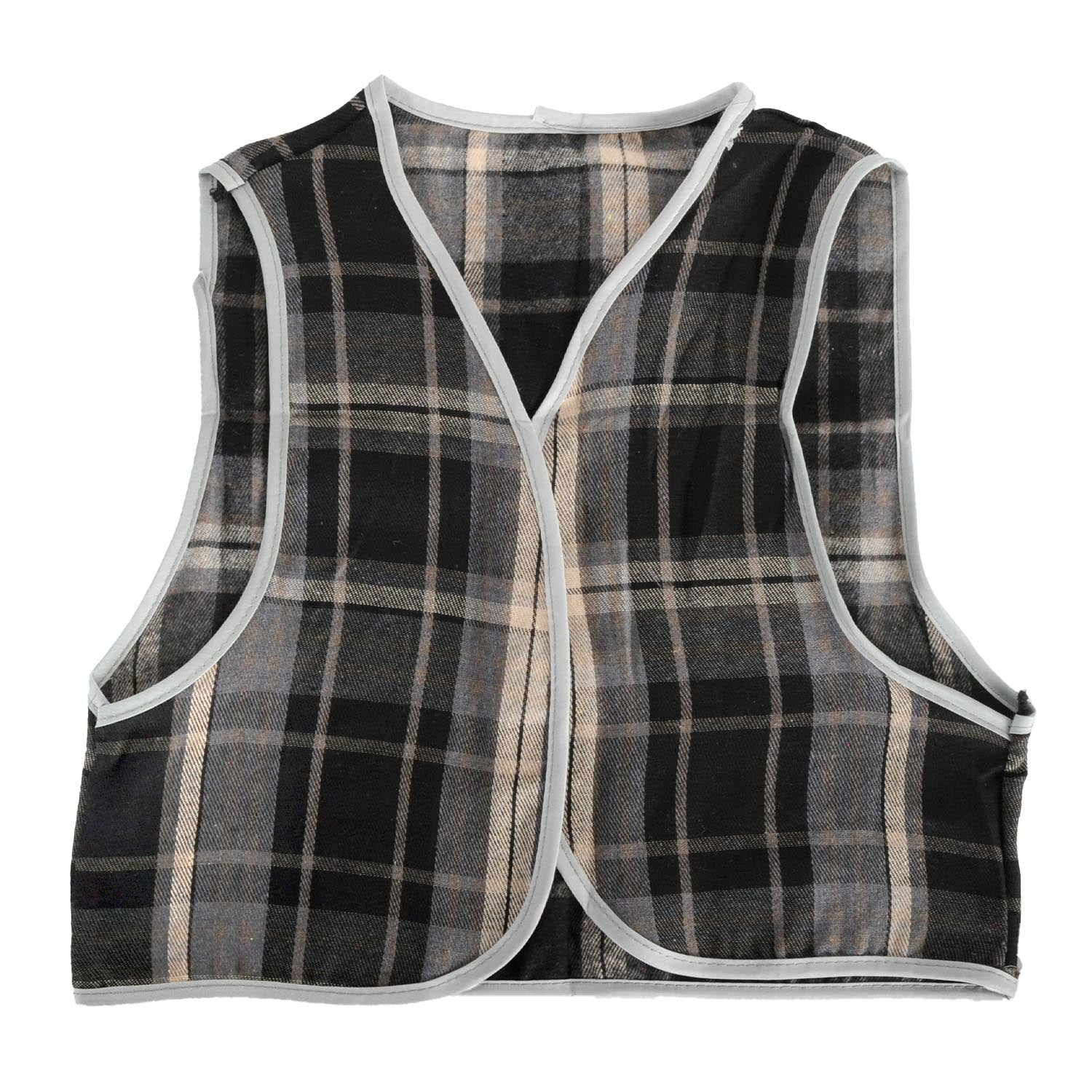 V563-17805-01-202508190830-00 Childrens Grey Checkered Party Costume Vest Boys Kids Victorian, Cowboy or 1920s Style - Image 1