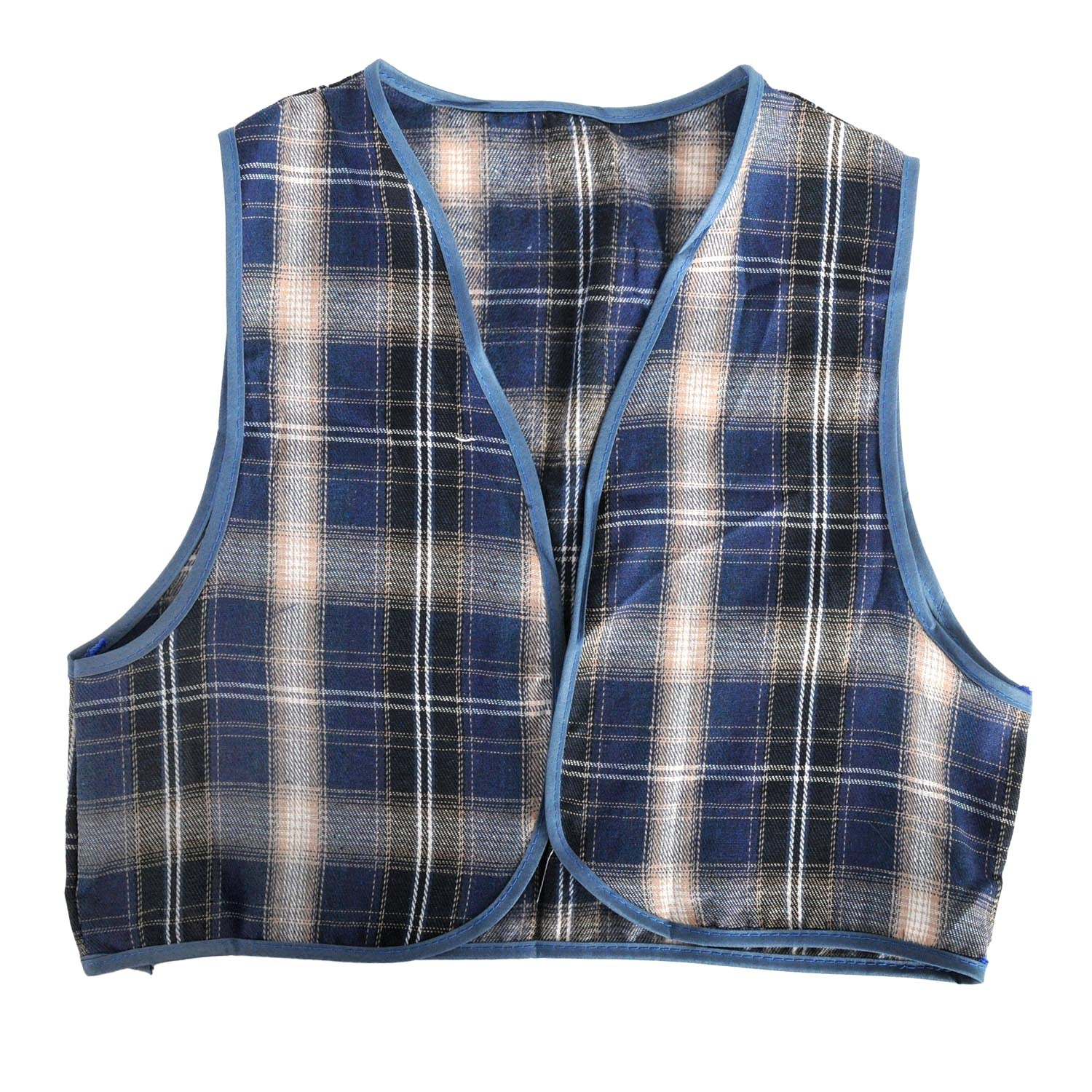 V563-17805-02-202508190830-00 Childrens Blue Checkered Party Costume Vest Boys Kids Victorian, Cowboy or 1920s Style - Image 1