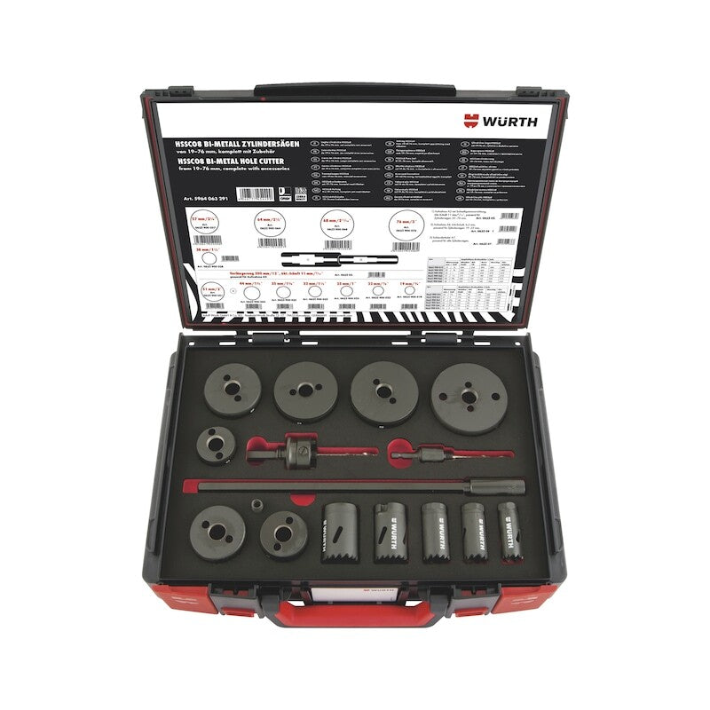 V563-5964063291-202508260935-00 16pcs Wurth Cylinder Hole Saw Assortment Kit HSCO8 SYSKO 19–76 MM - Image 1