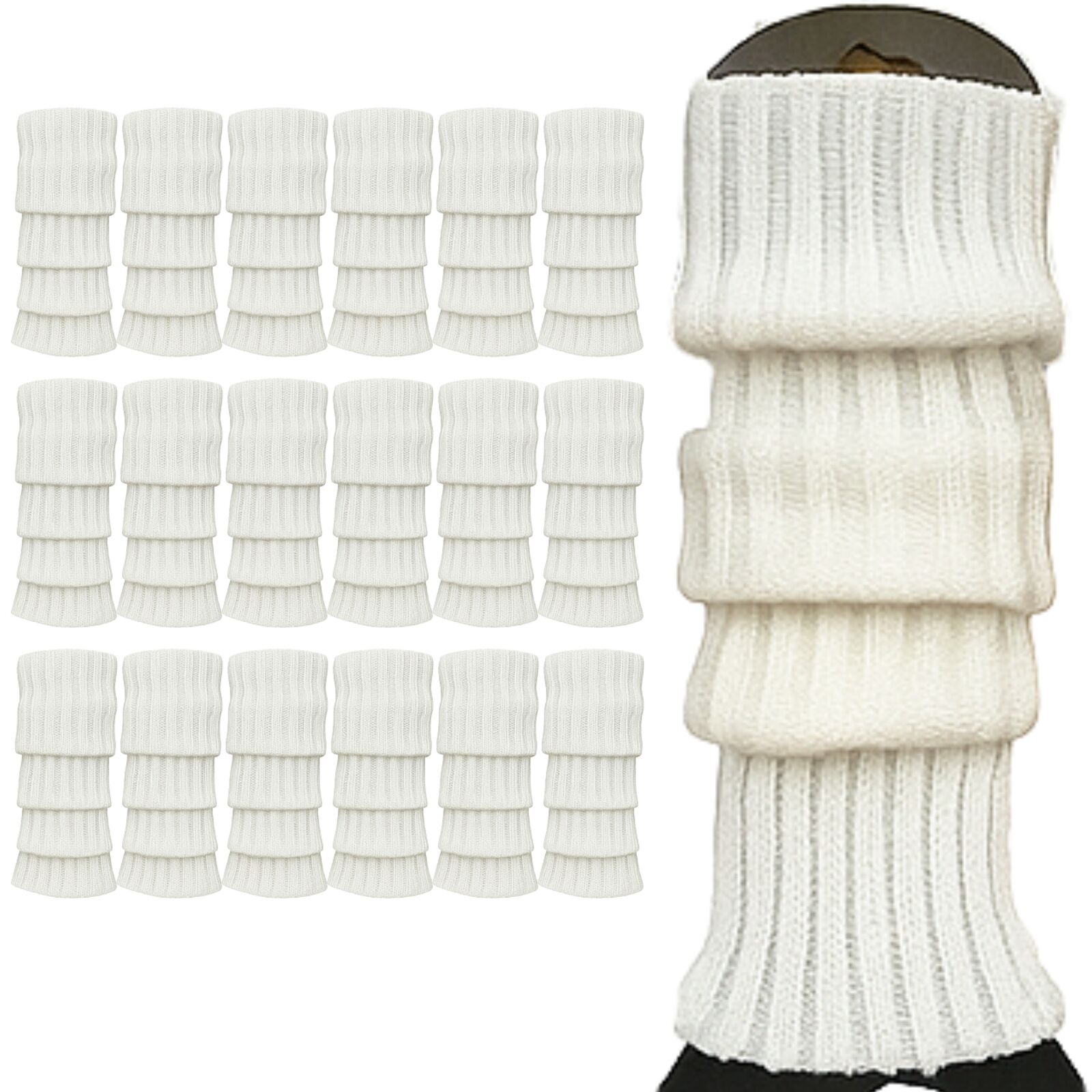 V563-BR-24LEGWARMS-WHT-202508190845-00 24x Womens Leg Warmers Disco Winter Knit Dance Party Crochet Legging Socks Costume - White - Image 1