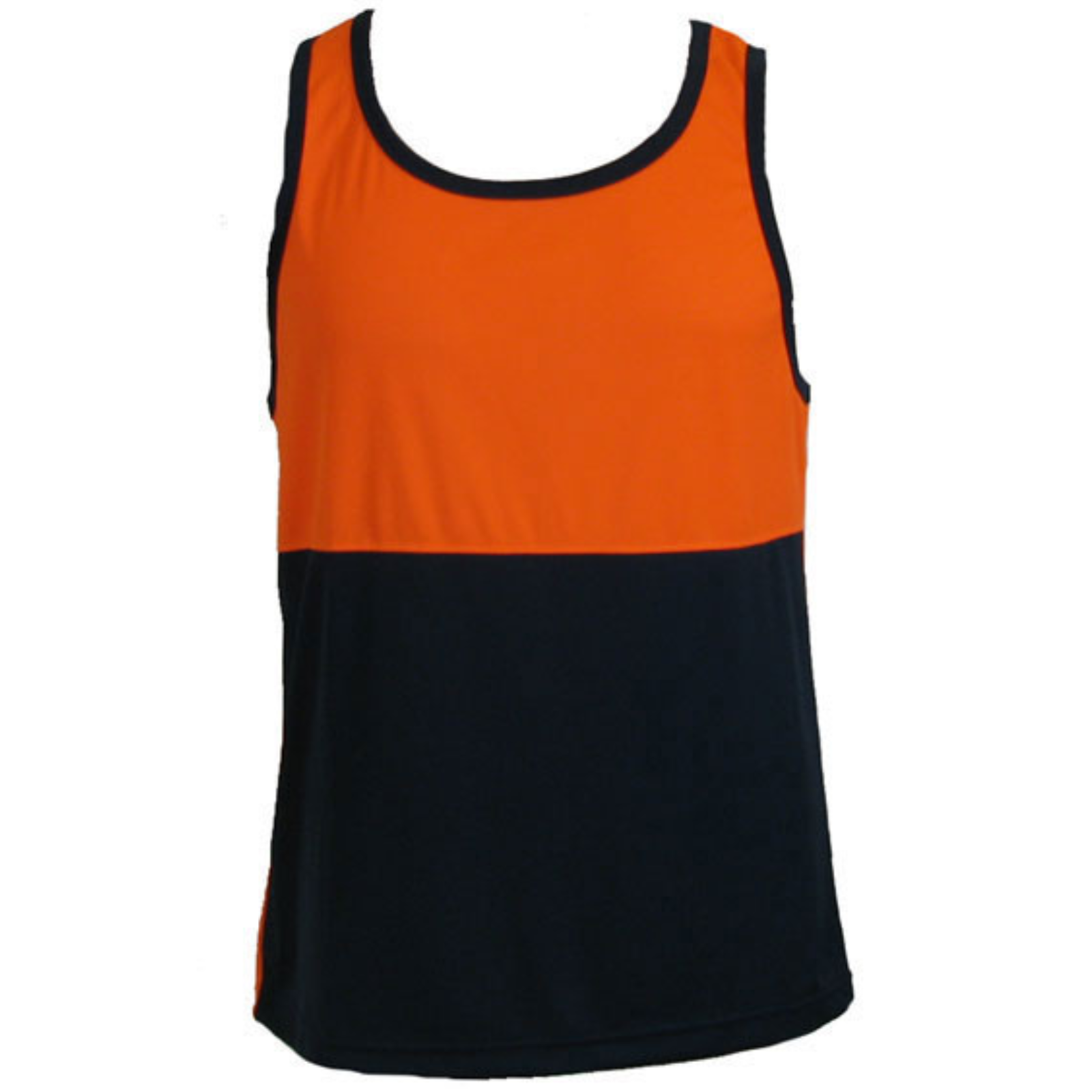 V563-BR-SINGLET-ORNG-XL-202508290230-00 Hi Vis SINGLET Work Wear Safety Tank Top Fluro Micro Mesh UPF50+ High Visibility - Orange - X-Large - Image 1