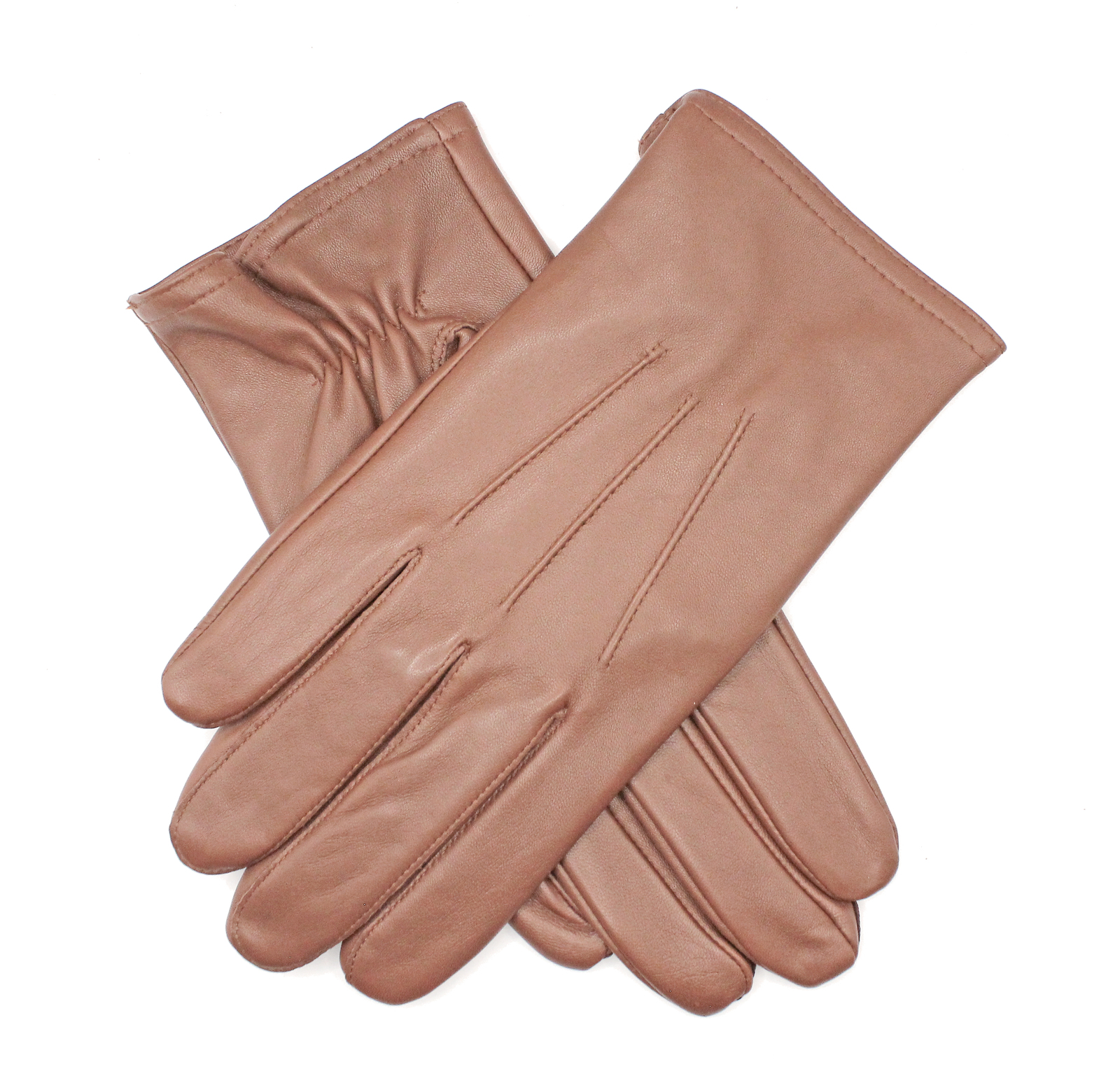 V563-DENTS-75-0003-COGNAC-XS-202508210810-00 Dents Mens Genuine Full Grain Leather Gloves 3 Point Stitch Fleece Lined Warm Winter - Cognac - X-Small - Image 1