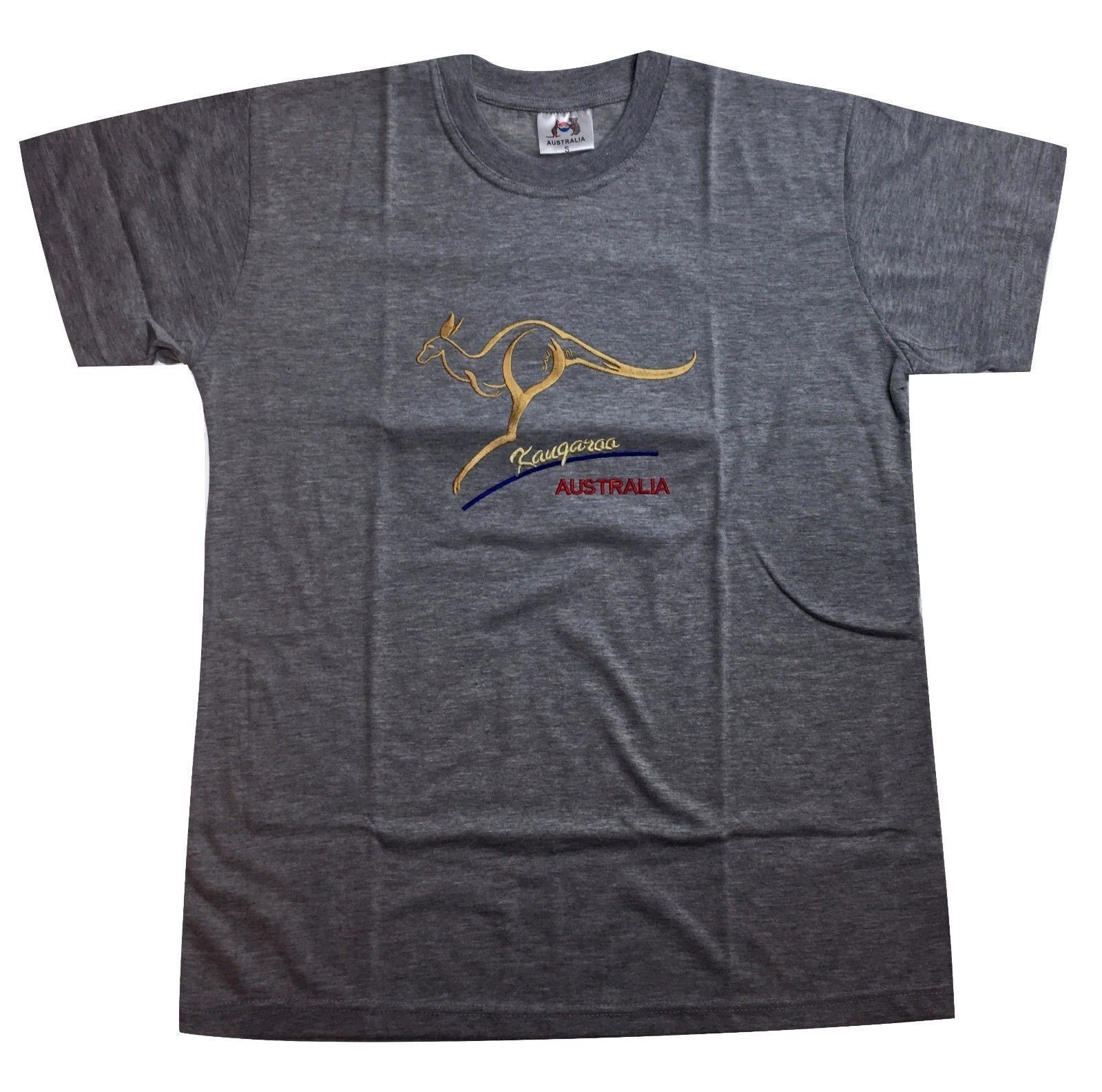 V563-ET10-GREY-S-202508190825-00 Adult Australian Kangaroo T Shirt Australia Day 100% Cotton Souvenir Tee Top - Grey - S - Image 1