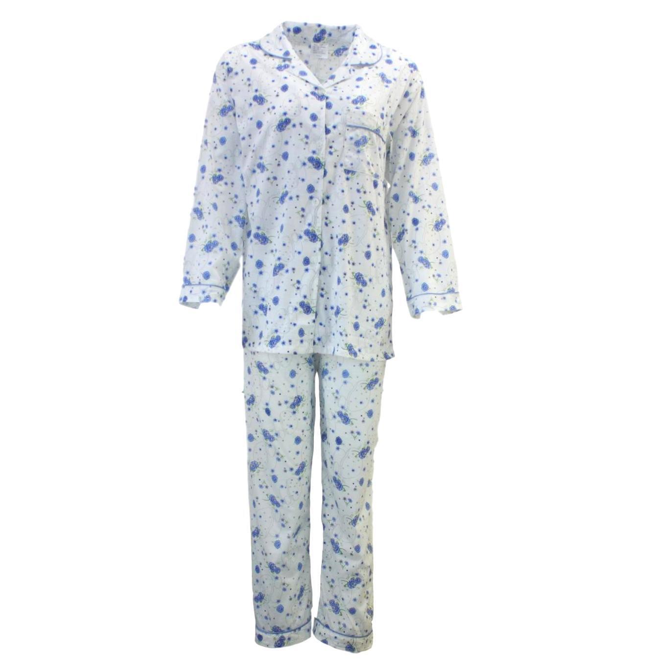 V563-NI-031-BLUE-12-202507211004-00 Womens PYJAMAS PJs Set Pajamas Ladies Cotton PJ Womens Long Sleeve Sleepwear - Blue - 12 - Image 1