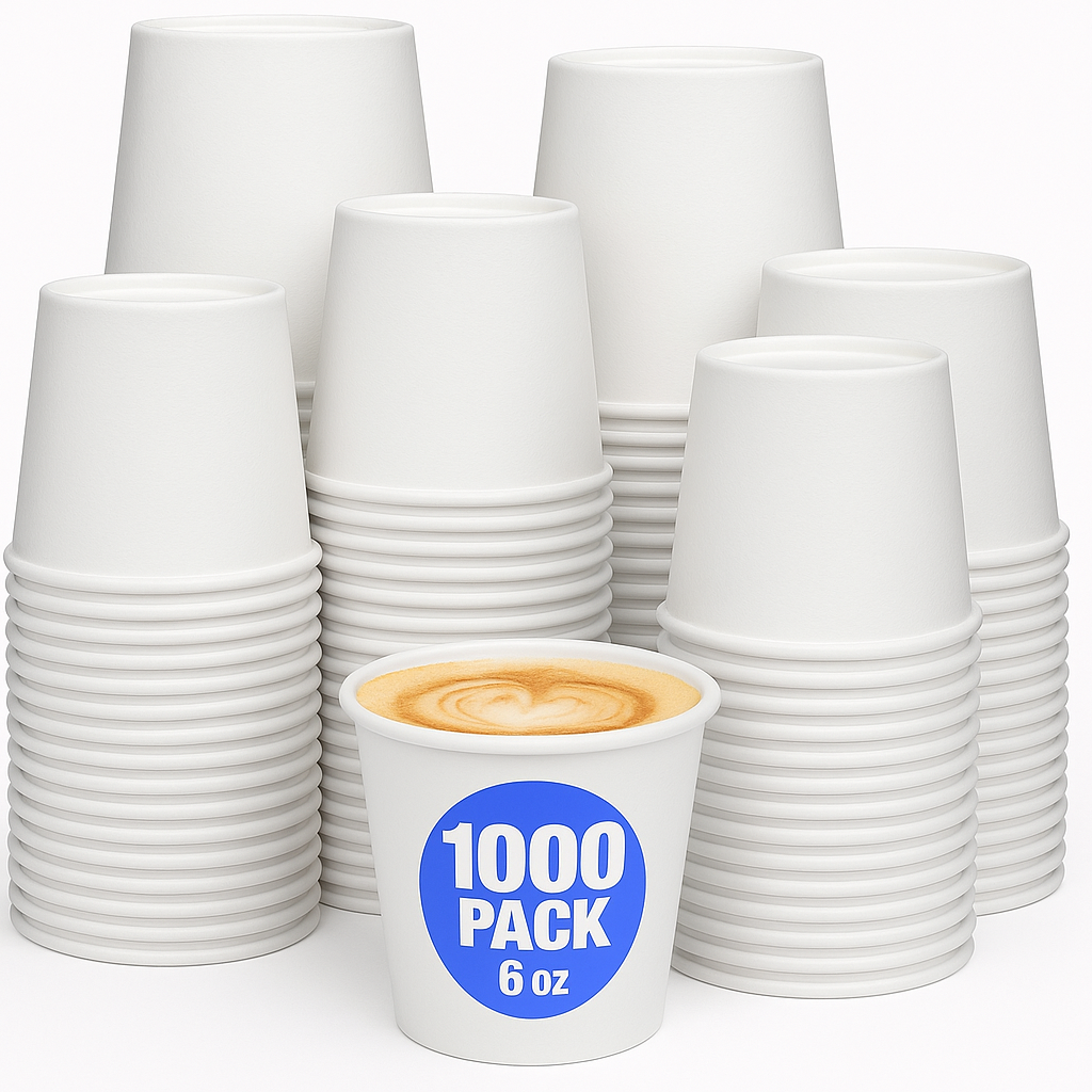 V563-PA0641-50-1BOX-202508190855-00 1000pcs 6oz Premium White Paper Coffee Takeaway Cups Bulk - Image 1