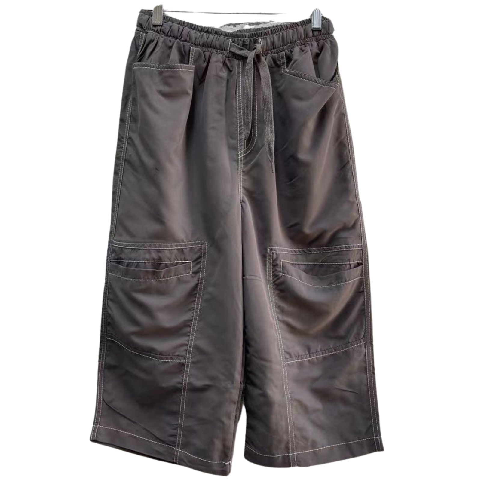 V563-UMS-1969-RABBIT-S-202508260920-00 Mens 3/4 Longer Length Microfibre Cargo Shorts Bottoms - Rabbit - S - Image 1